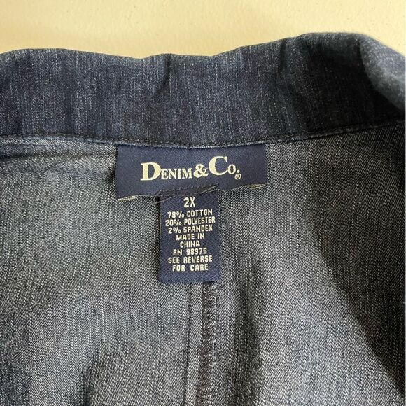 Denim and Co Denim Jean Jacket Blazer Style Dark Wash Three Button Women 2X - Picture 7 of 12